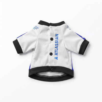 Williams 2025 racing dog shirt front view flat lay with buttons and vertical Atlassian logo
